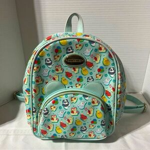 Anirollz mini Backpack with cute baby animals on a Mint Green background